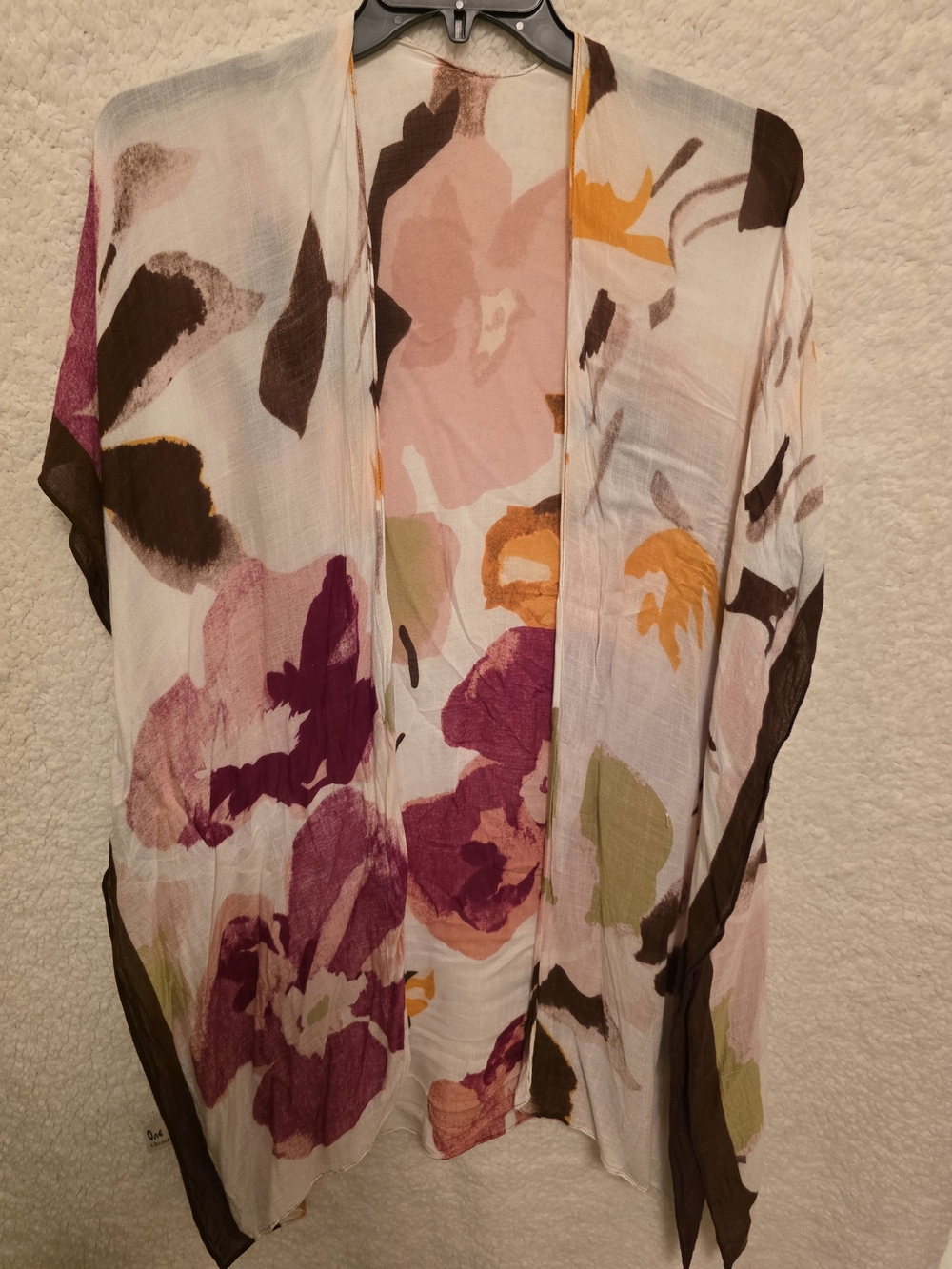 Lightweight Floral Kimono Cardigan in Pink, Plum & Olive